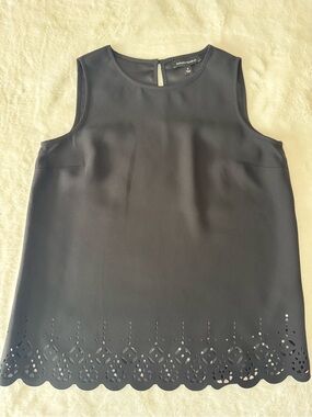 Banana Republic Black Laser-Cut Hem Sleeveless Top